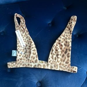 Suede leopard tanning bikini top